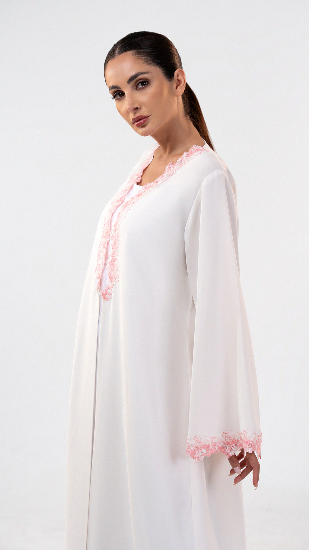 Farah Snow - Floral Lace Abaya Set