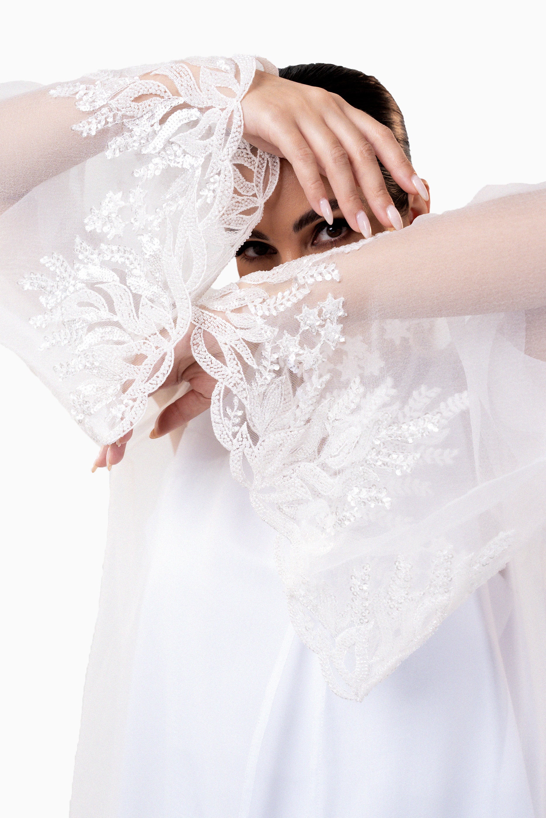 Helena Ivory - Sheer Organza Occasion Abaya