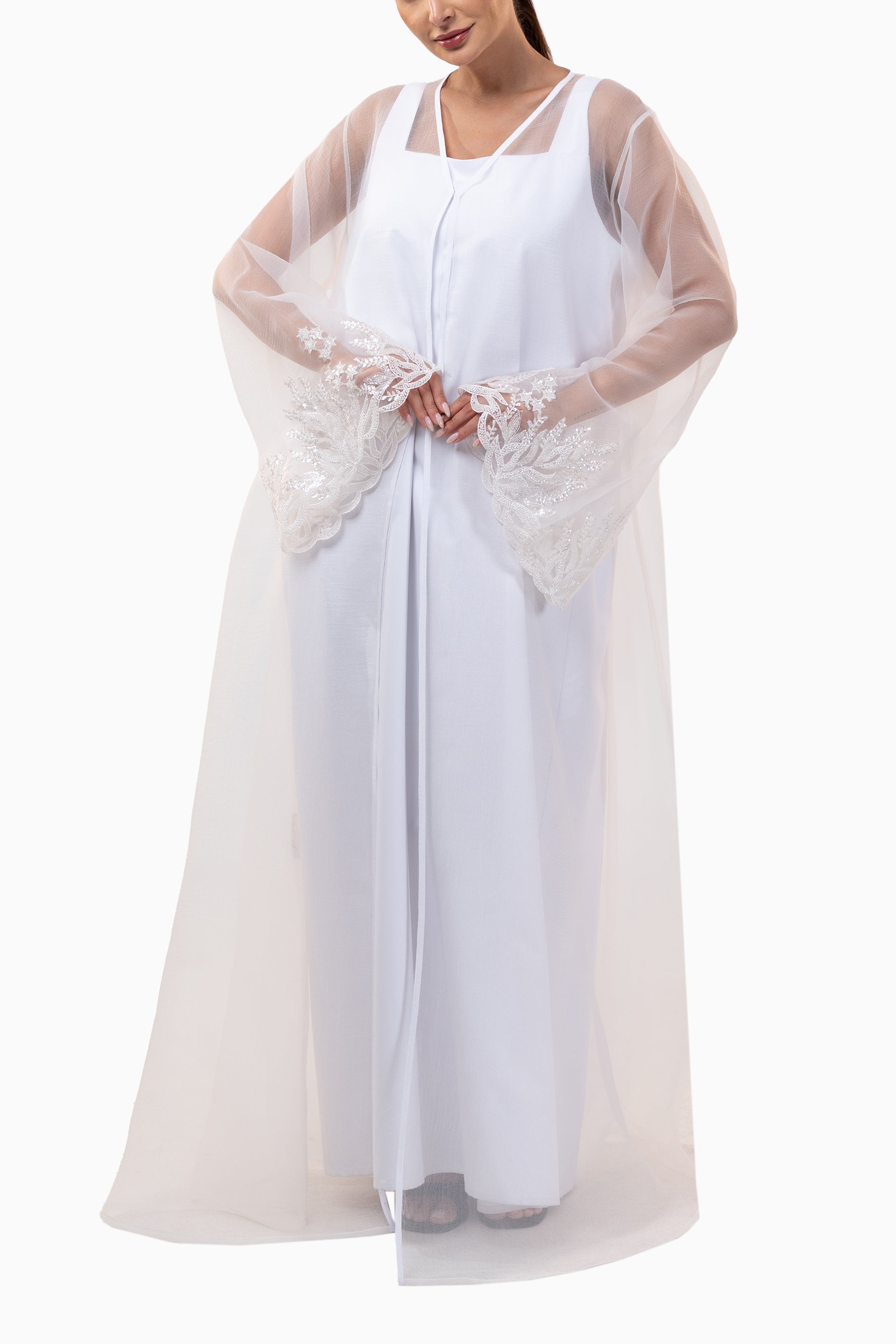 Helena Ivory - Sheer Organza Occasion Abaya
