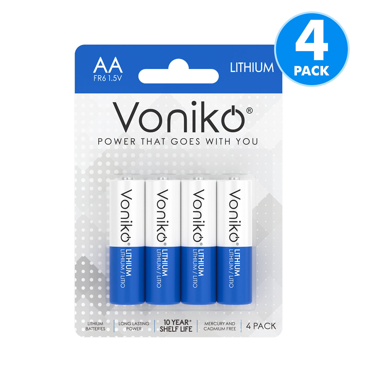 Voniko Lithium AA Batteries - FR6 1.5V 3000mAh (Non-Rechargeable)