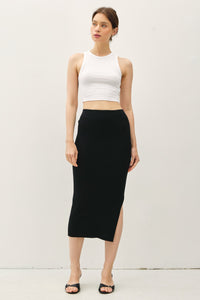 Black Bodycon Midi Sweater Skirt