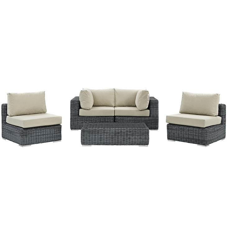 Super Sale Summon 5 Piece Outdoor Patio Sunbrella® Sectional Set Flash Choice